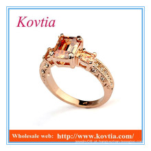 Novos produtos 2016 moda rosa 18k ouro amarelo topázio anéis jóias